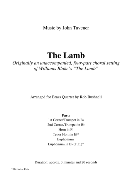 The Lamb Tavener Brass Quartet Page 2