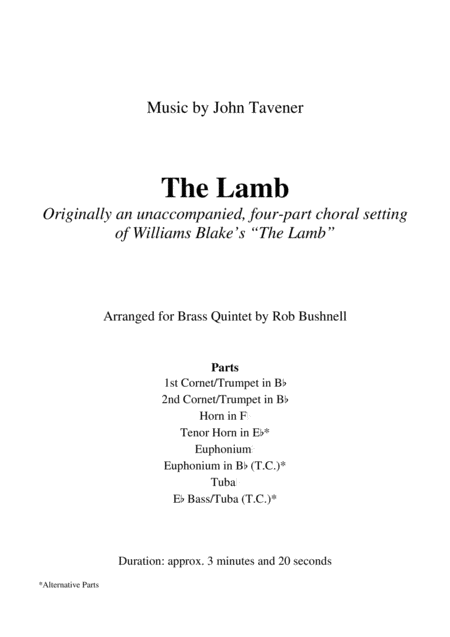 The Lamb Tavener Brass Quintet Page 2