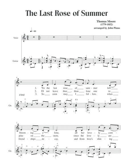 The Last Rose Of Summer For Voice And Classical Guitar Page 2