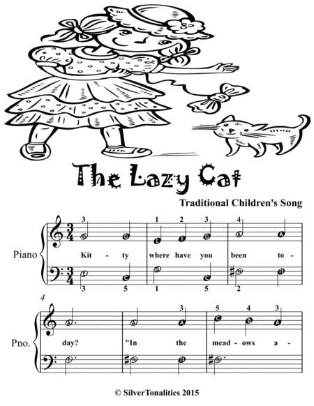 The Lazy Cat Easiest Piano Sheet Music Tadpole Edition Page 2