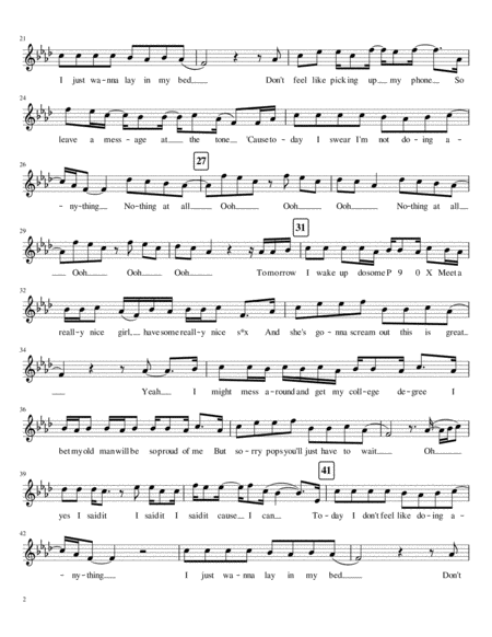 The Lazy Song Alto Sax Page 2