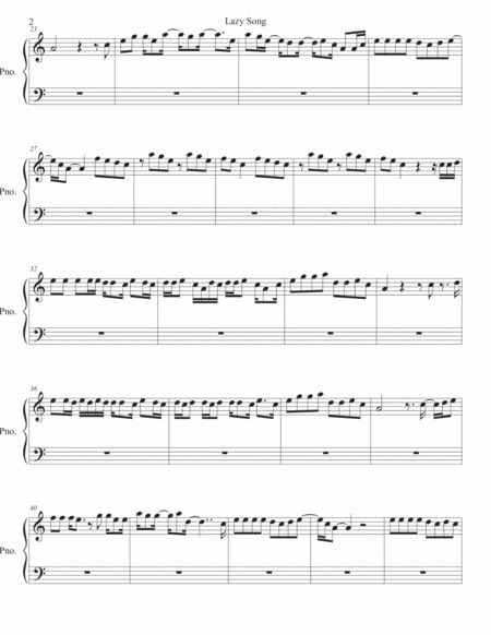 The Lazy Song Piano Easy Key Of C Page 2