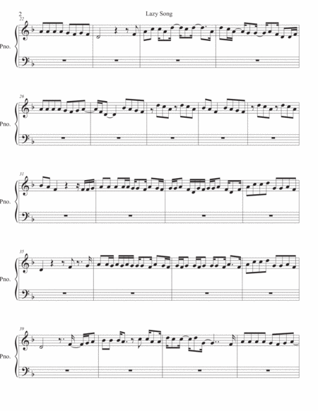 The Lazy Song Piano Page 2