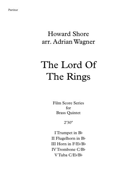 The Lord Of The Rings Howard Shore Brass Quintet Arr Adrian Wagner Page 2