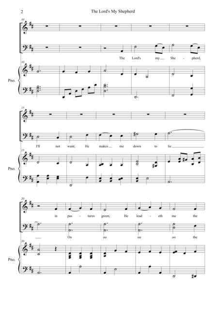 The Lords My Shepherd For Satb Choir With Piano Accompaniment Page 2