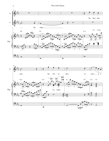 The Lords Prayer For 2 Part Choir Sop Ten High Key Organ Page 2