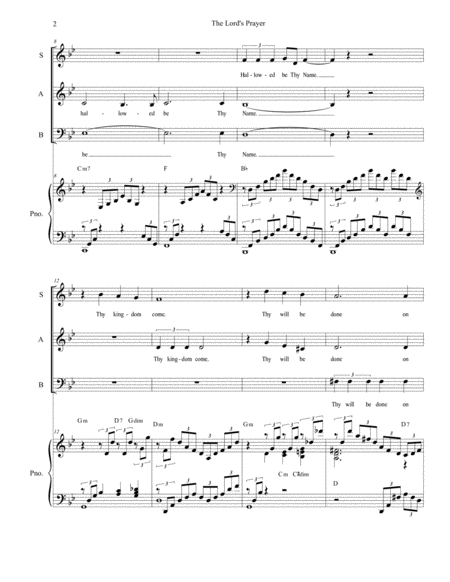 The Lords Prayer For Vocal Trio Sab Piano Accompaniment Page 2