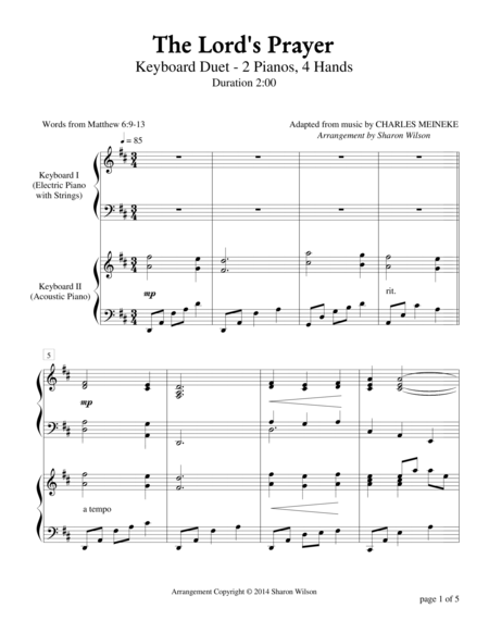 The Lords Prayer Keyboard Duet 2 Pianos 4 Hands Page 2