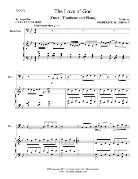 The Love Of God Duet Trombone And Piano Score And Parts Page 2