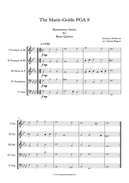 The Marie Golde Pga 8 Anthony Holborne Brass Quintet Arr Adrian Wagner Page 2