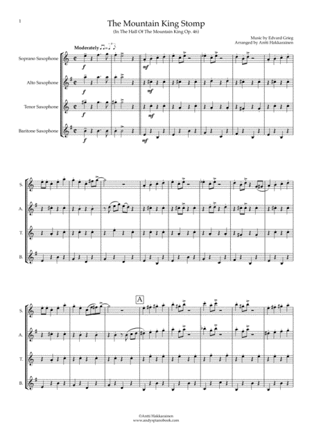 The Mountain King Stomp In The Hall Of The Mountain King Saxophone Quartet Page 2