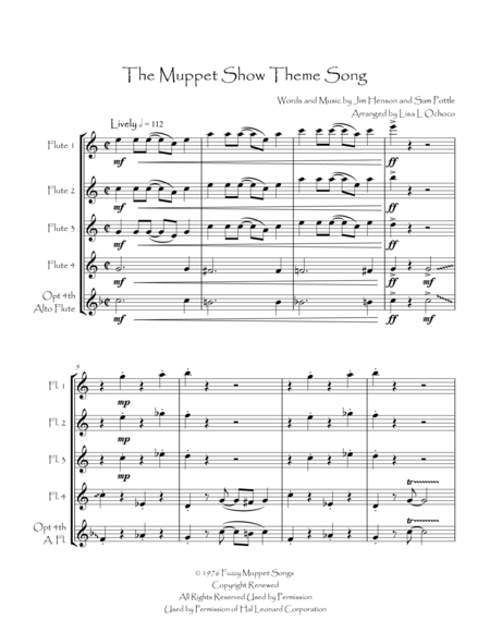 The Muppet Show Theme Song For Flute Quartet Page 2