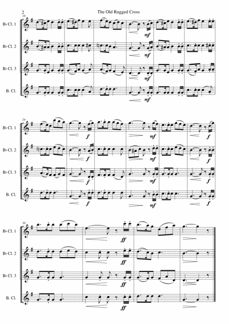 The Old Rugged Cross Original Version Clarinet Quartet Page 2