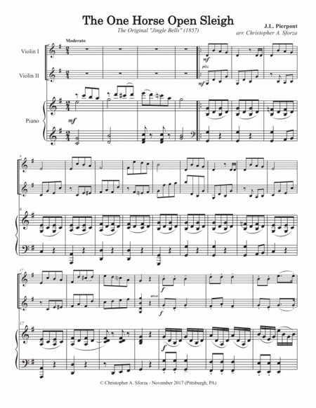 The One Horse Open Sleigh For Two Violins And Piano Page 2