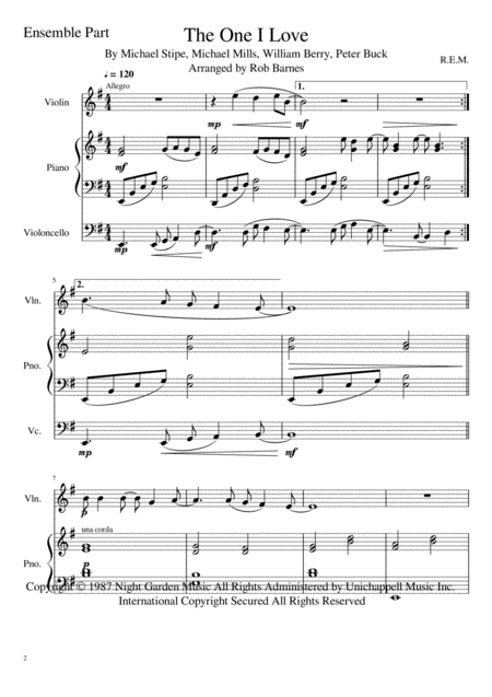 The One I Love R E M For Piano Trio Page 2
