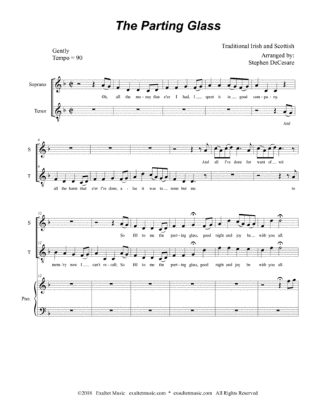 The Parting Glass For 2 Part Choir Soprano Tenor Page 2