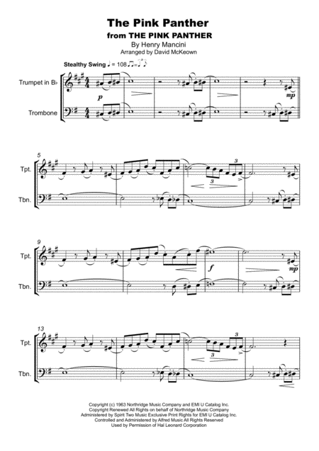 The Pink Panther From The Pink Panther Duet For Trumpet And Trombone Page 2