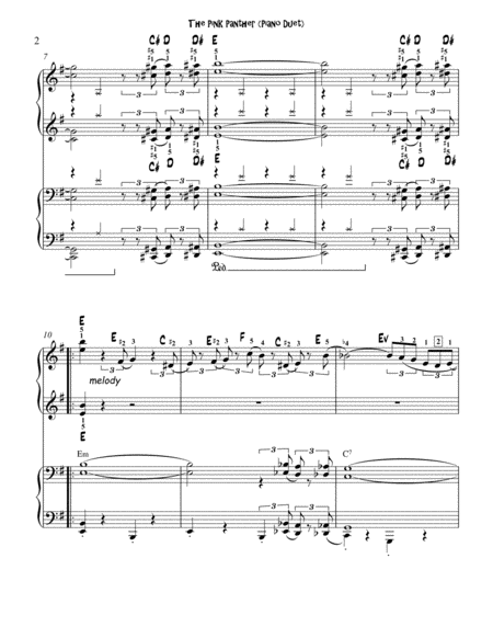 The Pink Panther From The Pink Panther Piano Duet For Student With Instructor Page 2