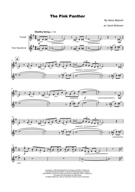 The Pink Panther Theme For Trumpet And Tenor Saxophone Duet Page 2