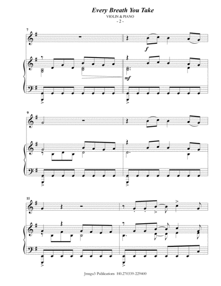 The Police Every Breath You Take For Violin Piano Page 2