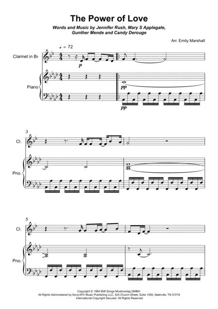 The Power Of Love For Clarinet With Piano Accompaniment Page 2