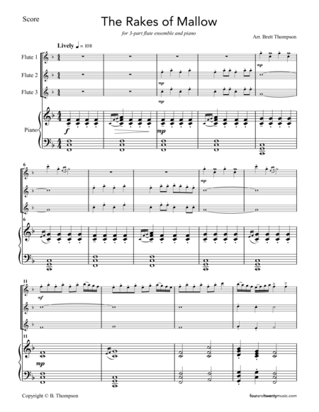The Rakes Of Mallow For Three Flutes And Piano Page 2