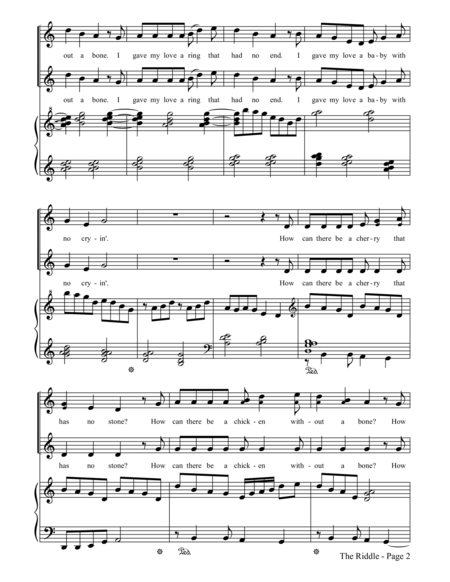 The Riddle I Gave My Love A Cherry 2 Part Choir And Piano Page 2