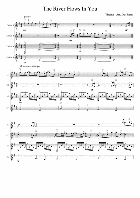 The River Flows In You For Guitar Quartet Page 2