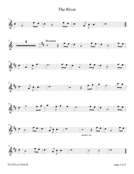 The River Flute Or Violin Solo With Piano Accompaniment Page 2