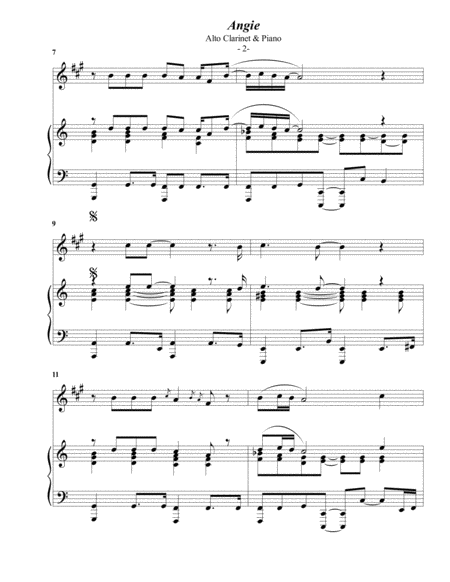 The Rolling Stones Angie For Alto Clarinet Piano Page 2