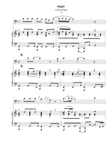 The Rolling Stones Angie For Cello Piano Page 2