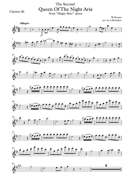 The Second Queen Of The Night Aria Clarinet Or Soprano Saxophone Original Pitch Page 2