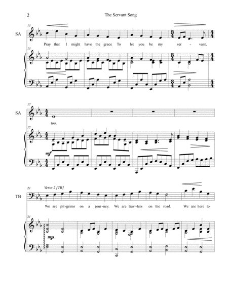 The Servant Song Satb Piano Version 1 Page 2