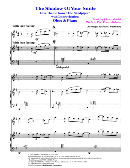 The Shadow Of Your Smile For Oboe And Piano Jazz Pop Version With Improvisation Page 2