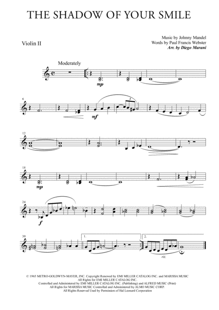 The Shadow Of Your Smile For String Quartet Page 2