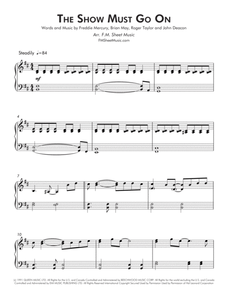 The Show Must Go On Easy Piano Page 2