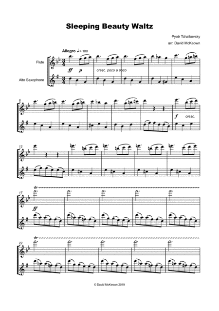 The Sleeping Beauty Waltz By Tchaikovsky For Flute And Alto Saxophone Duet Page 2