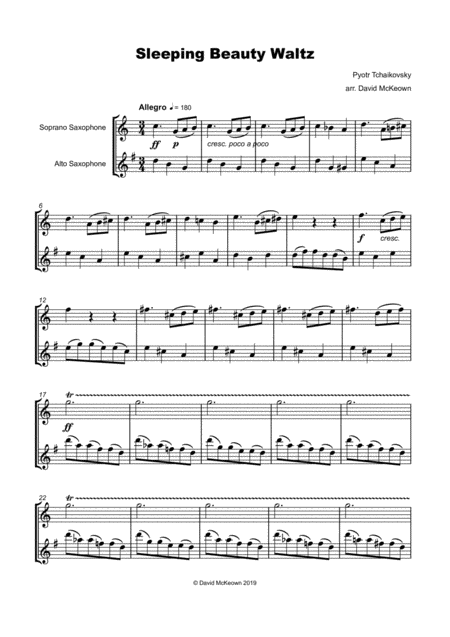 The Sleeping Beauty Waltz By Tchaikovsky For Soprano And Alto Saxophone Duet Page 2