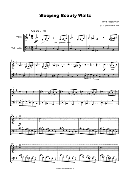 The Sleeping Beauty Waltz By Tchaikovsky For Violin And Cello Duet Page 2