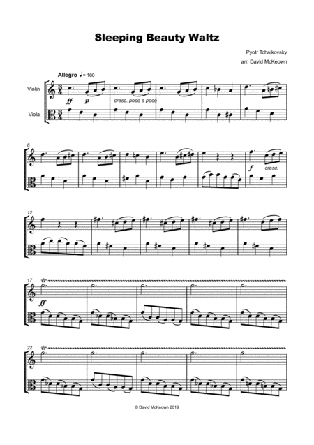 The Sleeping Beauty Waltz By Tchaikovsky For Violin And Viola Duet Page 2