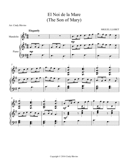 The Son Of Mary For Piano And Mandolin Page 2
