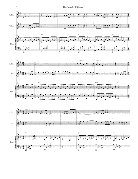 The Sound Of Silence Duet For Soprano Tenor Saxophone Page 2