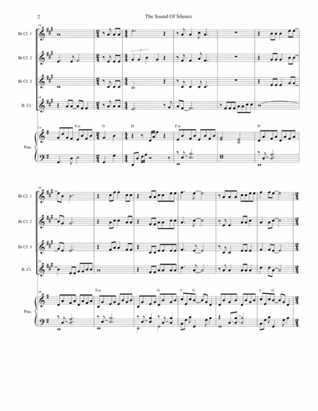 The Sound Of Silence For Clarinet Choir And Piano Page 2