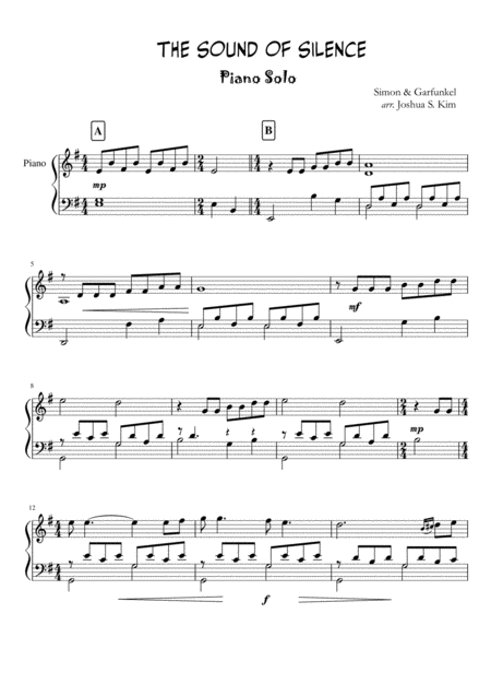 The Sound Of Silence For Piano Solo Intermediate Page 2