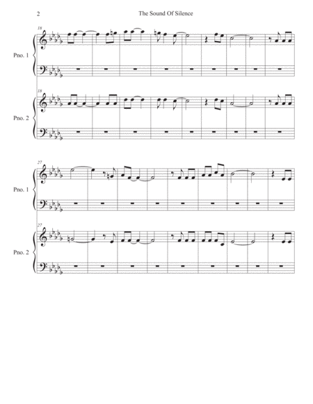 The Sound Of Silence Original Key Piano Duet Page 2