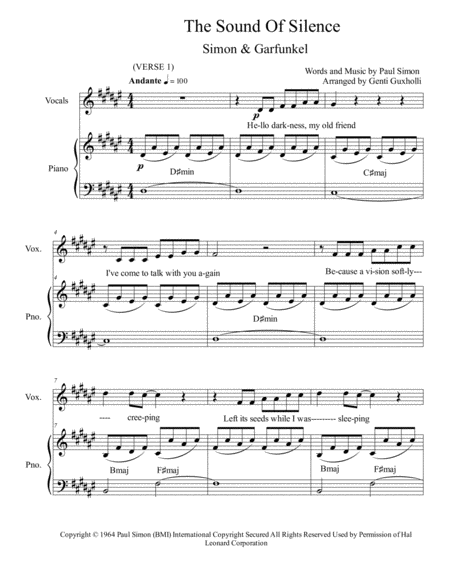The Sound Of Silence Piano Vocal Page 2