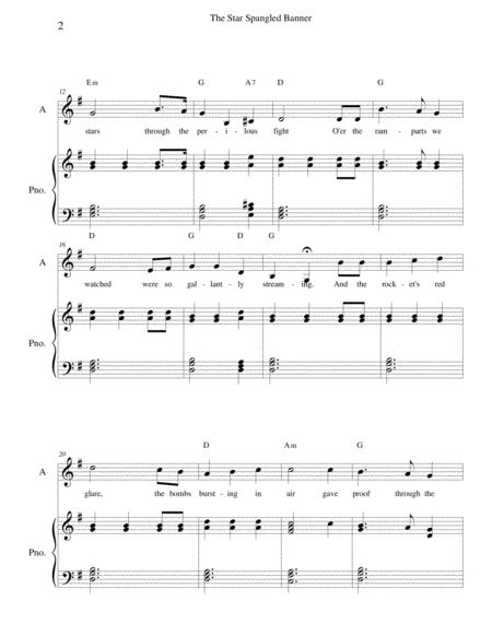 The Star Spangled Banner Alto And Piano Page 2
