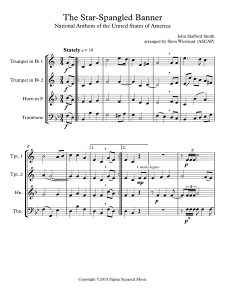 The Star Spangled Banner For Brass Quartet Page 2