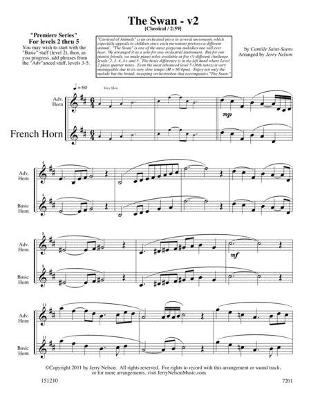The Swan V2 Saint Saens Arrangements Level 2 5 For Horn Written Acc Page 2
