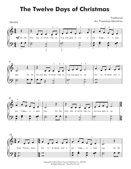 The Twelve Days Of Christmas Easy Piano Page 2
